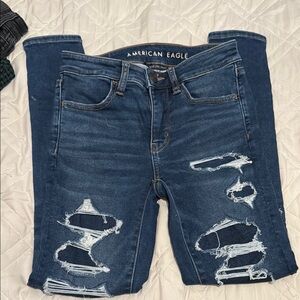 American Eagle Outfitters Blue Skinny Jeans Distressed